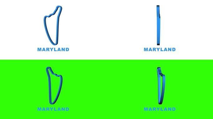 马里兰州地图轮廓动画。运动图形。