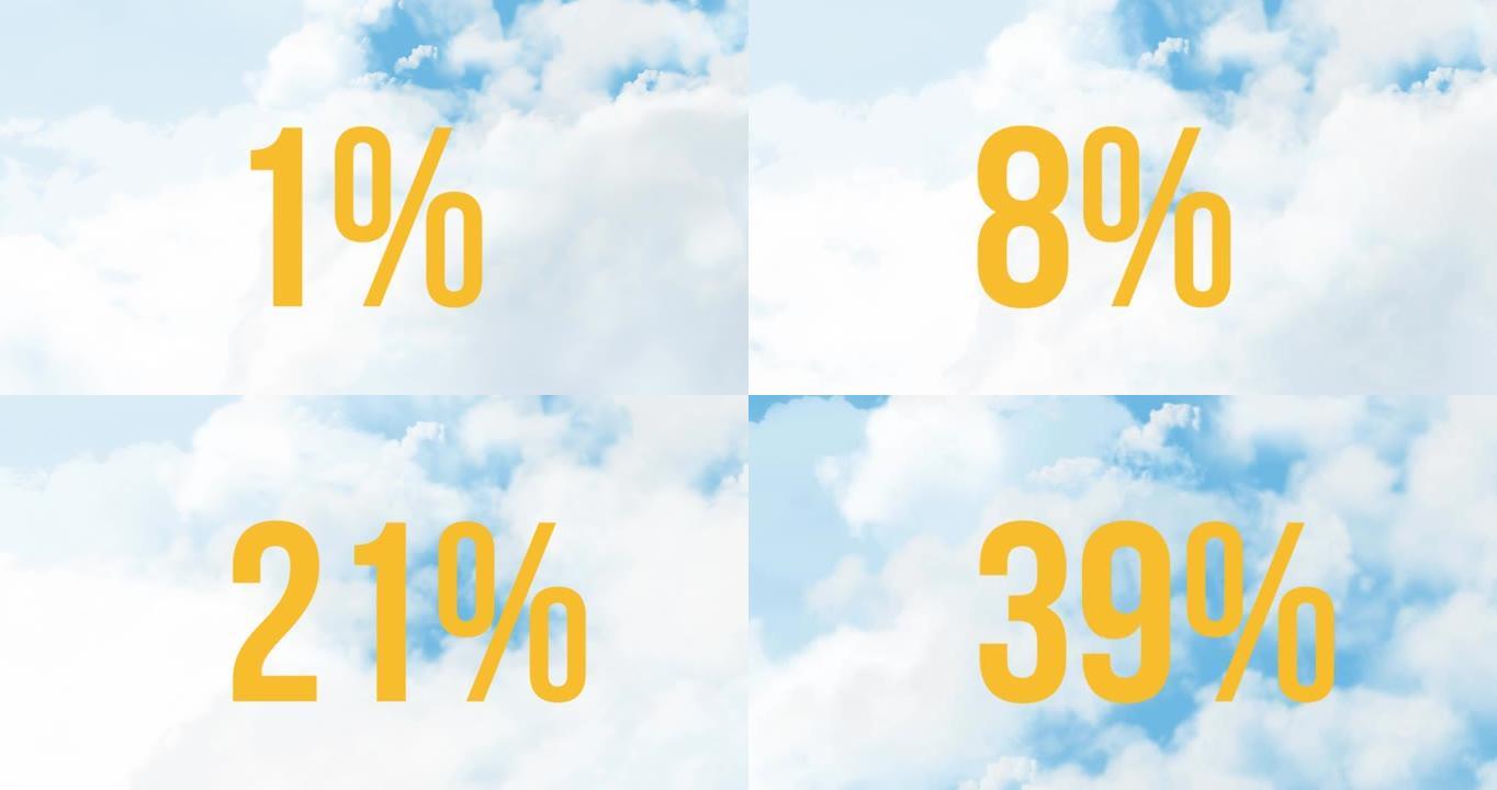 蓝天中云的百分比增加的数字组成