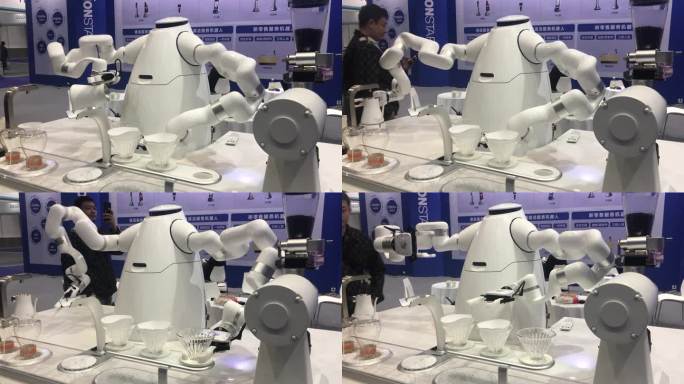实拍煮咖啡机器人 人工智能