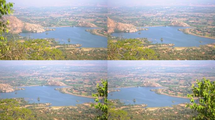 从印度拉贾斯坦邦的阿布山顶看到的湖景