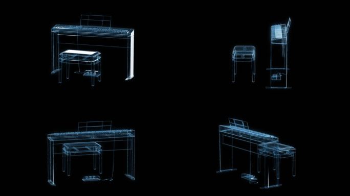 电子钢琴透视全息通道素材