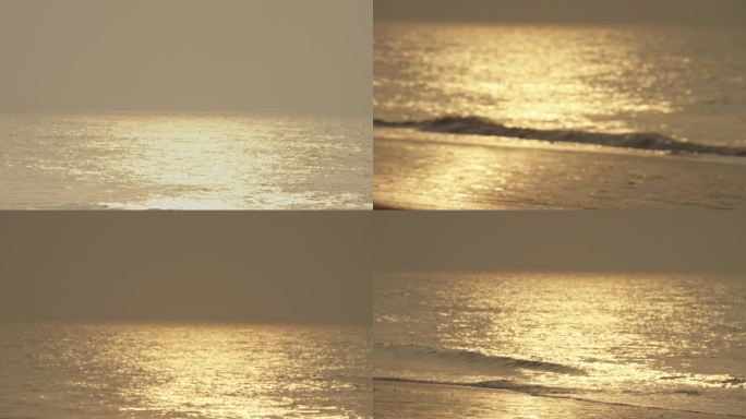 L【4K】海面日出金光波涛航拍
