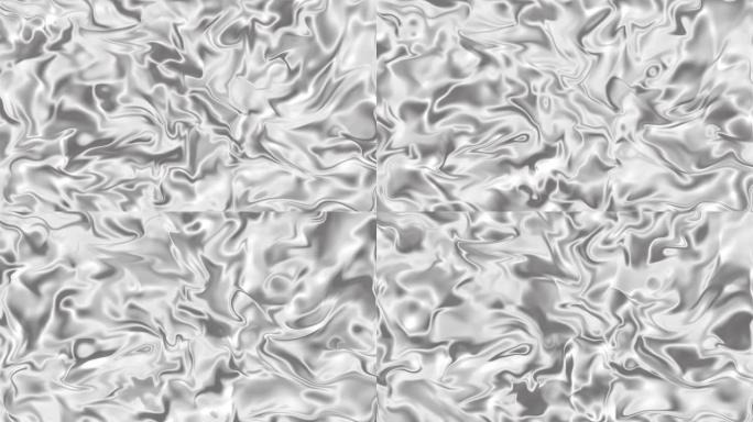 银色液体背景波浪水流体纹理灰色铬白色图案