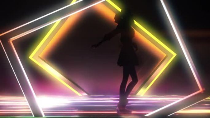 灯光舞台上的3D动画K流行舞者