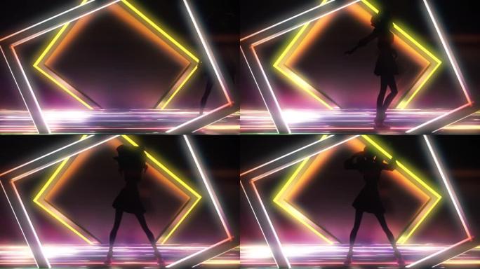 灯光舞台上的3D动画K流行舞者
