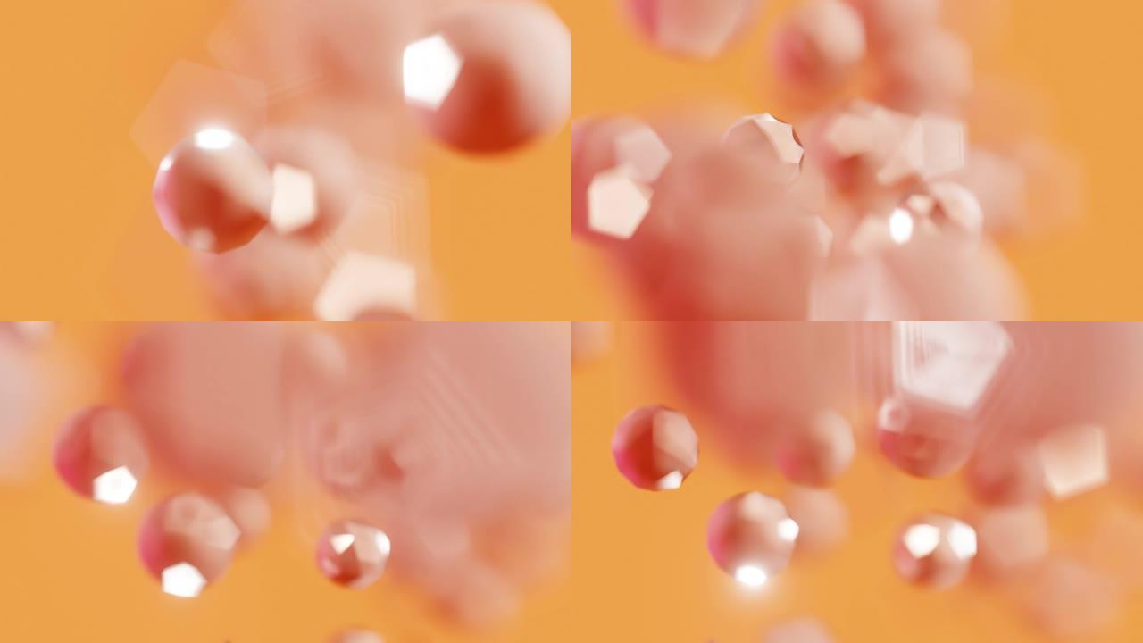 3d渲染视频球体抽象背景光泽红色气泡