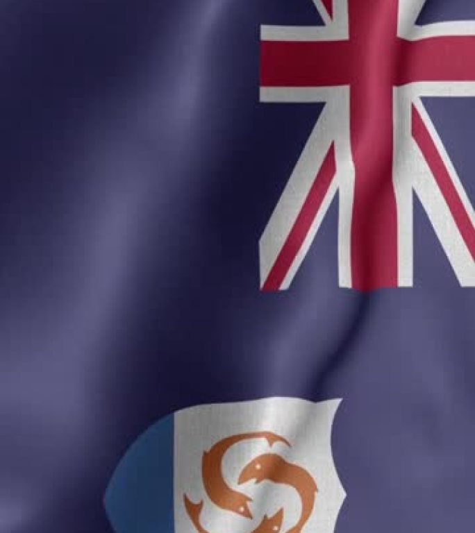 安圭拉旗帜-安圭拉旗帜高细节-国旗安圭拉波浪图案可循环元素-织物纹理和无尽的循环-垂直旗帜
