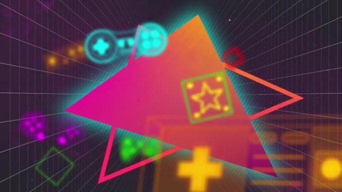 几何形状和网格上的游戏图标动画