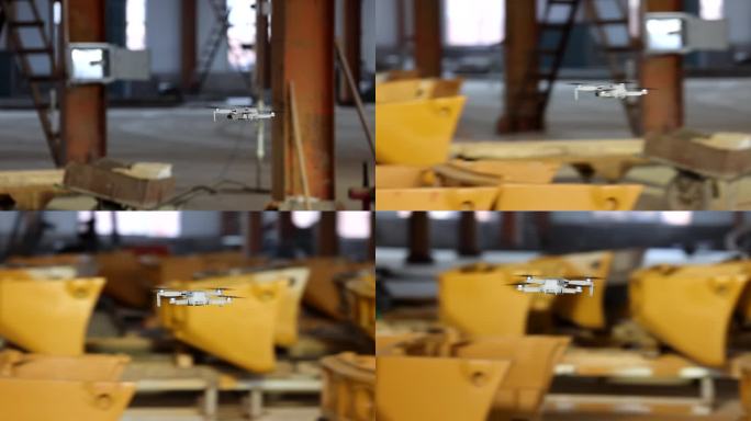 0095无人机在工厂内悬停飞行巡视飞行器