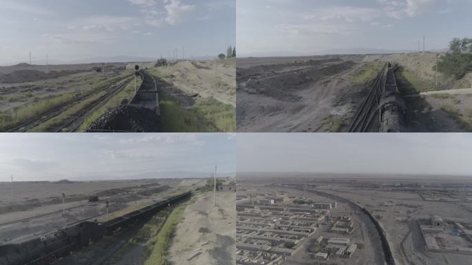 新疆戈壁滩 运煤铁路 火车