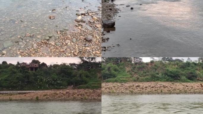 江边沙摊摊涂石子水沖石子江水流水河边沙滩