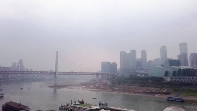 重庆长江低水位。重庆空镜重庆航拍重庆公园