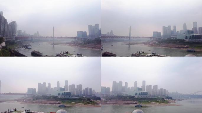 重庆长江低水位。重庆空镜重庆航拍重庆公园