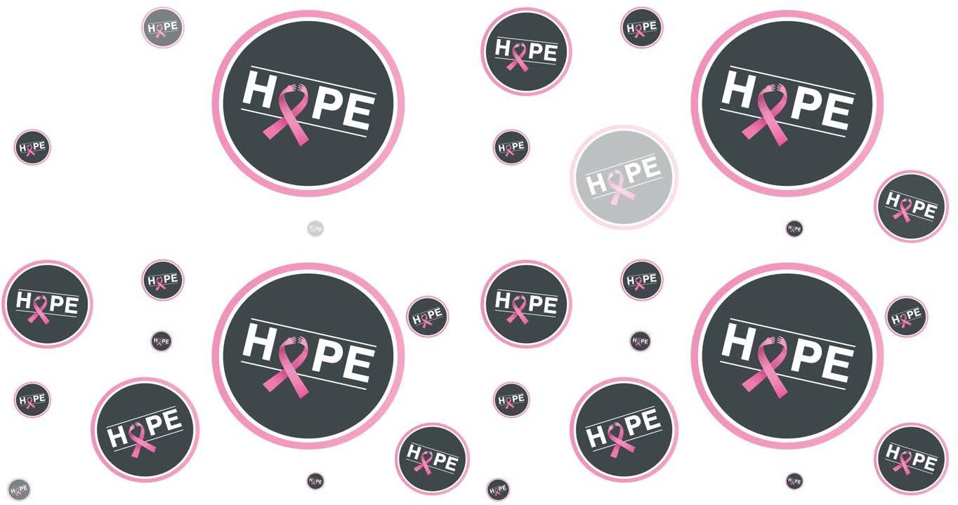 动画的多个粉红色丝带标志和希望文本出现在白色的背景