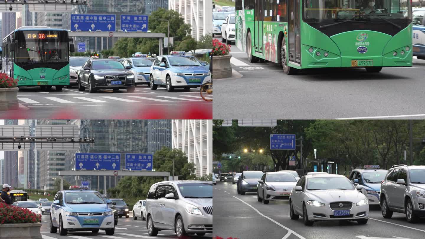 （18组镜头）深圳街道出租车公交车