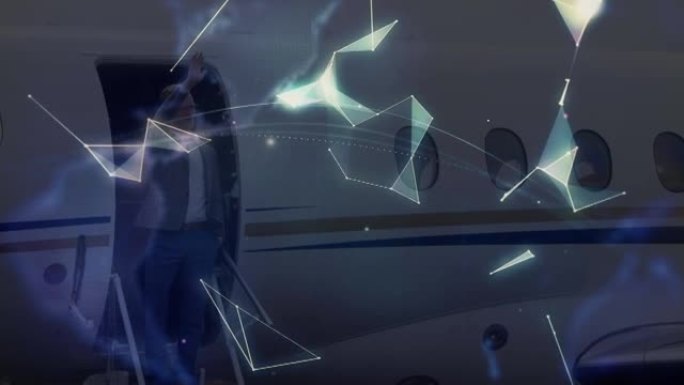 飞机和商人连接网络的动画
