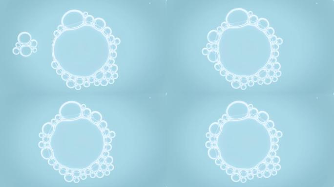 五个白色小肥皂泡与小气泡结合在一起