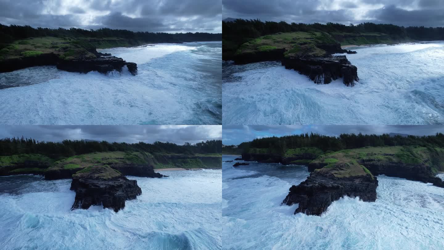 【4K航拍】唯美大海浪拍打岩石40秒镜头