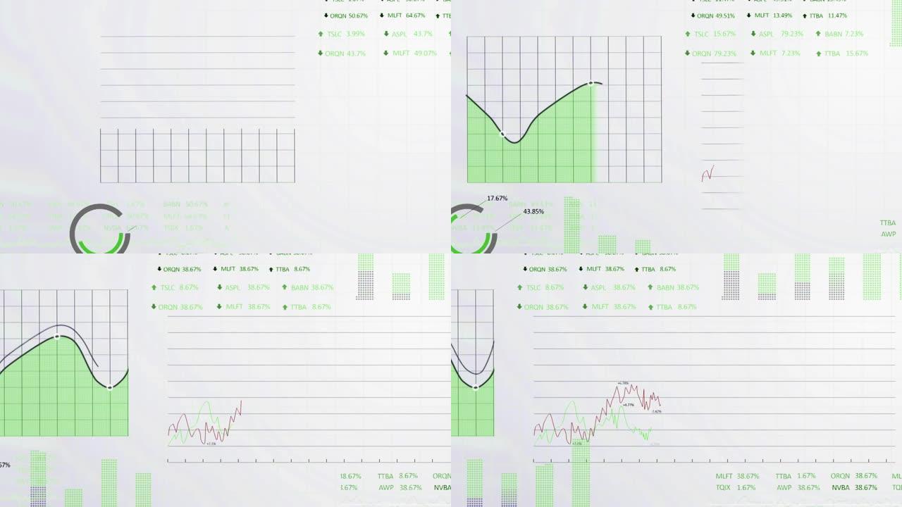屏幕上的统计和财务数据处理动画