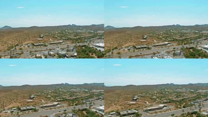 美国亚利桑那州山区沙漠附近的美国喷泉山小镇郊区住宅区的鸟瞰图