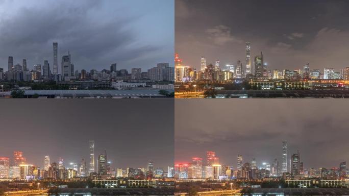 北京市区日夜过渡平移离开。