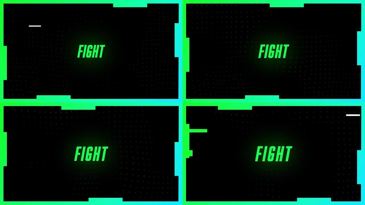 战斗文本动画，黑色背景为绿色，蓝色为绿色和白色线条