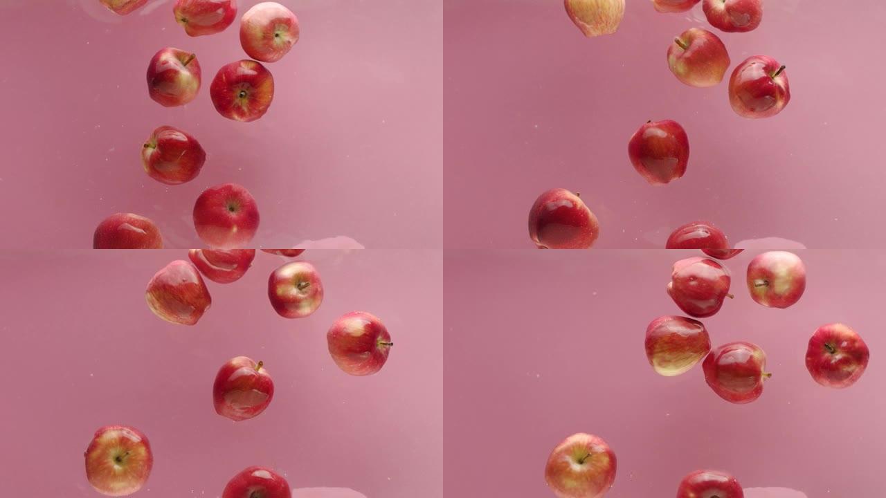 广告甜苹果从水族馆的top fly拍摄的商业果汁beaty苹果