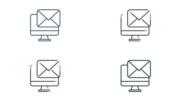 电子邮件通知概念。新电子邮件。电子邮件营销。通知铃。运动图形。