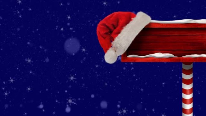 圣诞老人帽子和复制空间上的雪落下的动画