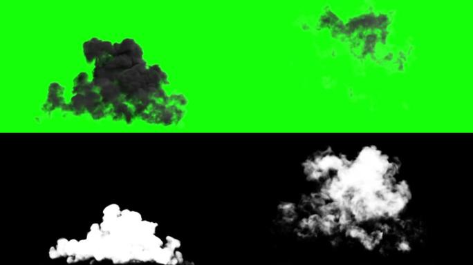 黑白哑光绿屏炸弹爆炸。3D插图