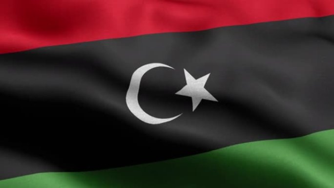 利比亚国旗-利比亚国旗高细节-国旗利比亚波图案循环元素-织物纹理和无尽的循环