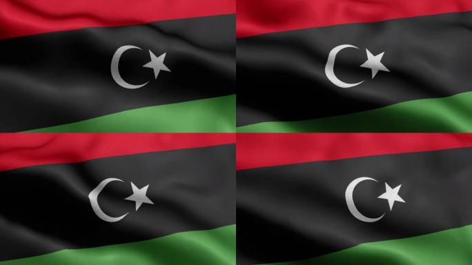 利比亚国旗-利比亚国旗高细节-国旗利比亚波图案循环元素-织物纹理和无尽的循环