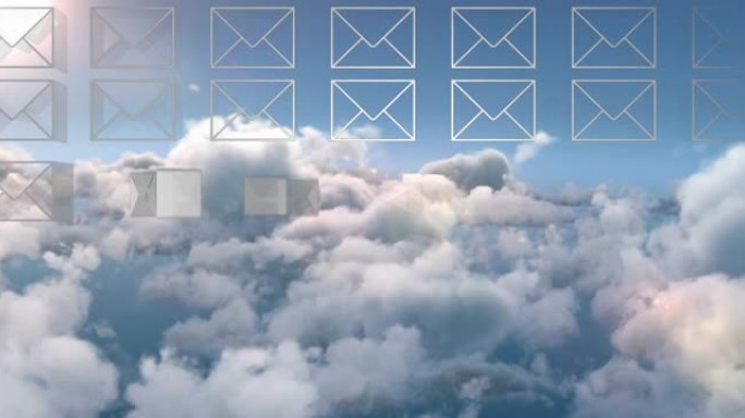 云和天空上的信封数字图标动画
