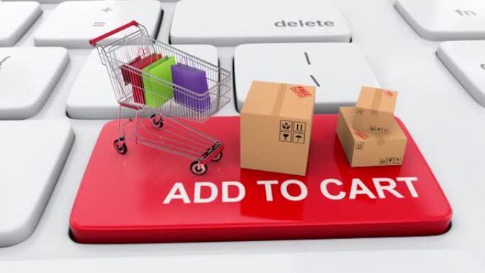 添加到购物车，然后在网上购物概念中结帐并在线支付商品