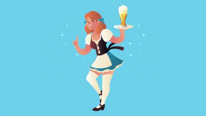 啤酒节庆祝德国女孩和啤酒