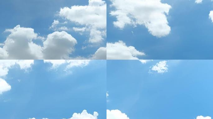 4k延时，美丽的天空有云背景，天空有云天气自然云蓝色，蓝天有云和太阳，日出时的云。