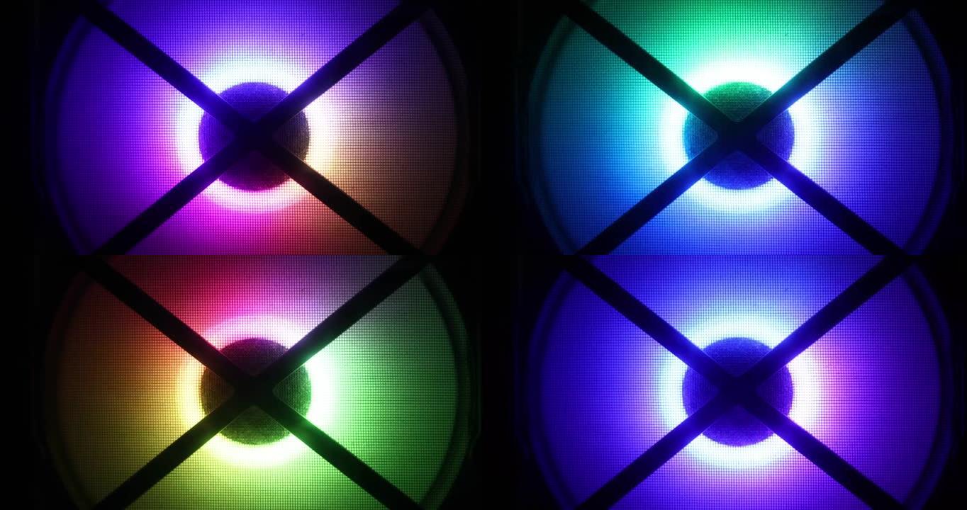 台式电脑游戏和冷却风扇中央处理器，带多色发光二极管RGB。