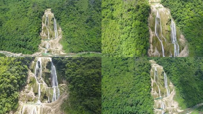 大自然瀑布山川航拍