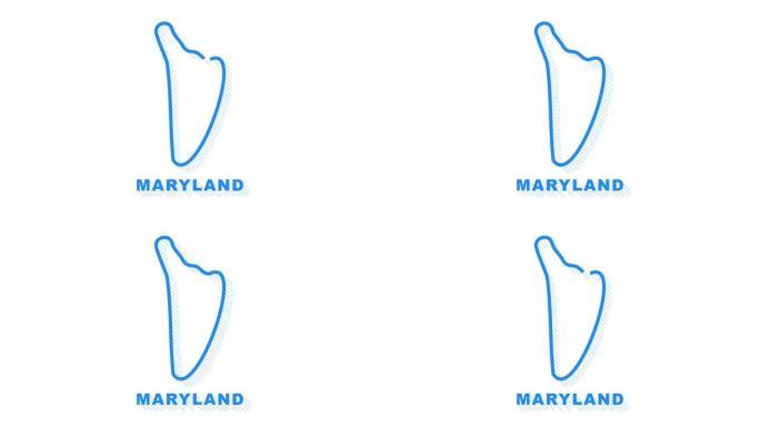 马里兰县地图轮廓动画。运动图形。