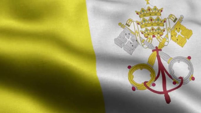 梵蒂冈城圣座旗帜-梵蒂冈城圣座旗帜高细节-国旗梵蒂冈城圣座波浪图案循环元素-织物纹理和无尽的循环