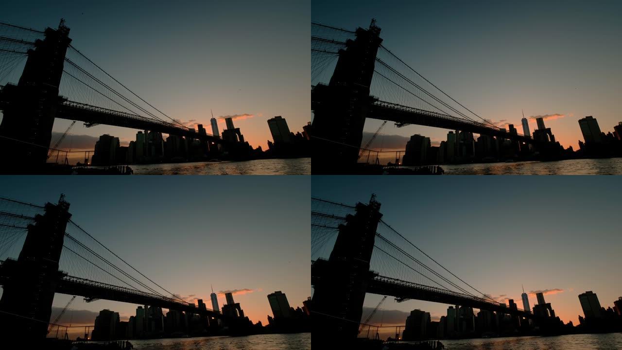 美国纽约布鲁克林大桥的宽阔视野
