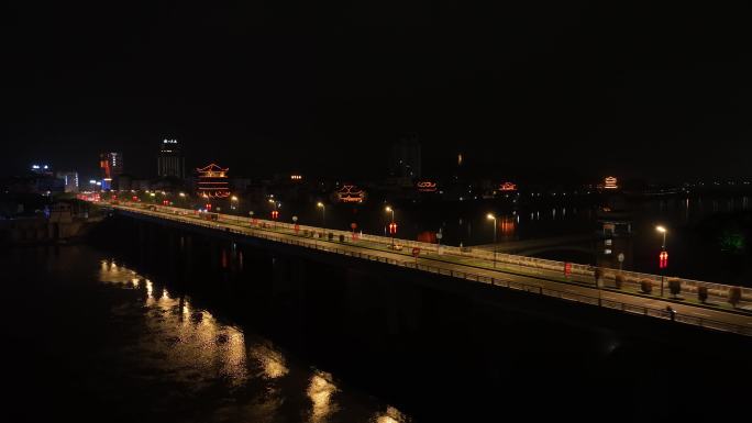 金华兰溪兰江大桥夜景航拍