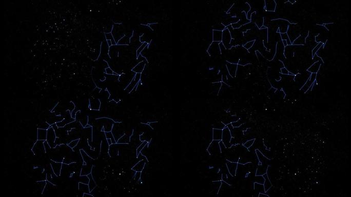 星空中出现的30个十二生肖的天体图。