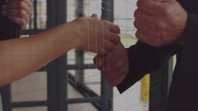 商人握手时的数据处理动画