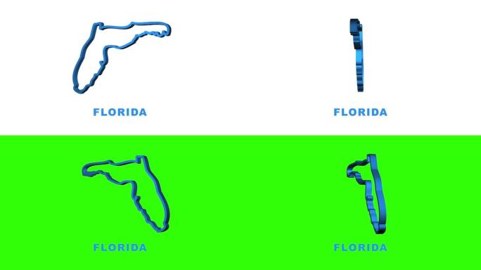 佛罗里达州地图轮廓动画。运动图形。
