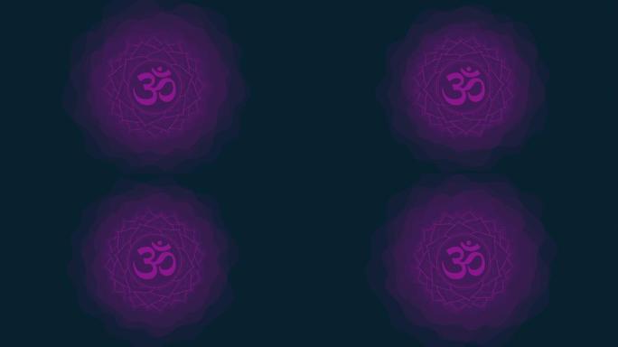 sahasrara星座的骶骨脉轮。带有圆形烟雾光环的图标。瑜伽符号。动画形状运动图形视频
