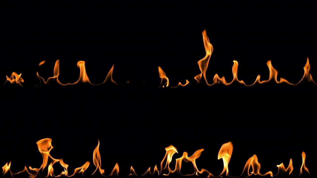 仪式火剪辑，像蜡烛火隔离在黑色背景4k，合成视频元素