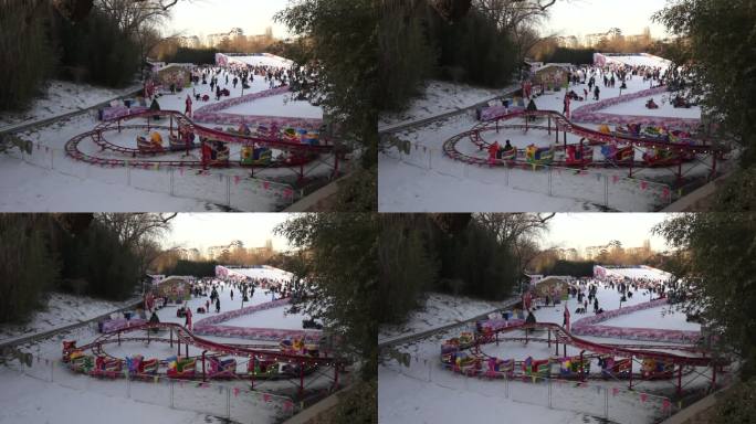 冬天雪景游乐园视频素材