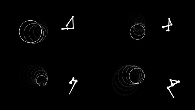 黑色背景上移动的圆形和形状的动画