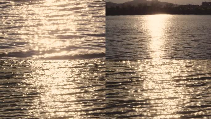 波光粼粼面湖面江面湖水河流黄昏波光
